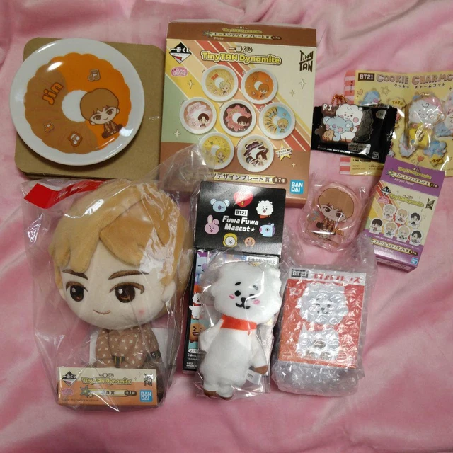 BTS BT21 Goods lot of 7 Plush plate Acrylic stand Jin rubber key chain Goods