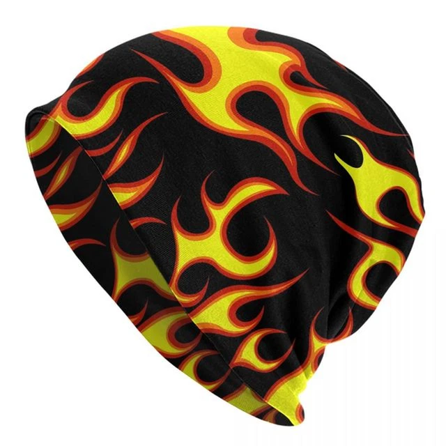 Fire Bonnet Hat Skullies Beanies Flames Unisex Adults Hats Multifunction Ski Cap