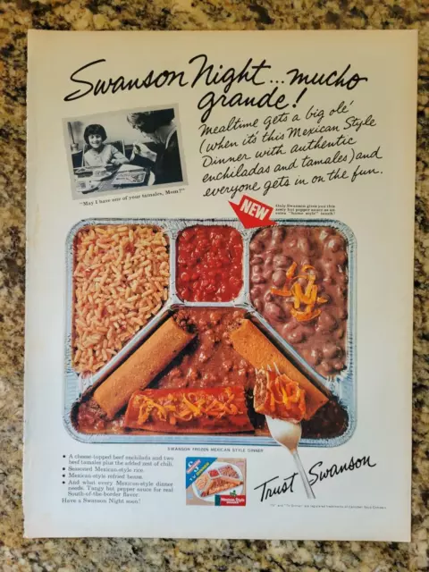 SWANSON TV Dinner Vintage Print Advertisement - Swanson Night...mucho grande!