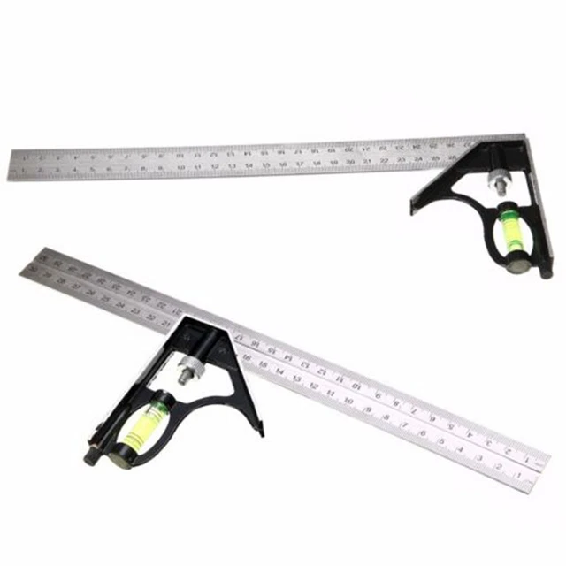 Carpintería línea angular regla acero inoxidable combinación métrica nueva