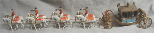 Vtg. 1950's Britain s Ltd. Toy Coronation Coach w/Lead Soldiers/Horses