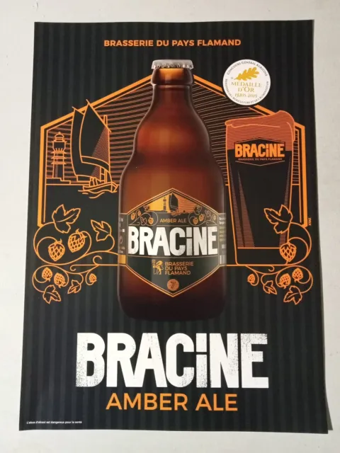 AFFICHE 29.7x42cm - BRACINE AMBER ALE - Brasserie du Pays Flamand / France