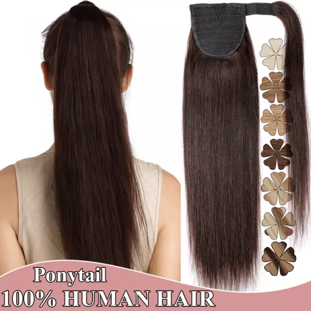 Pferdeschwanz Zopf Clip In 100% Echthaar Extensions Ponytail Blond 35-60cm Lange