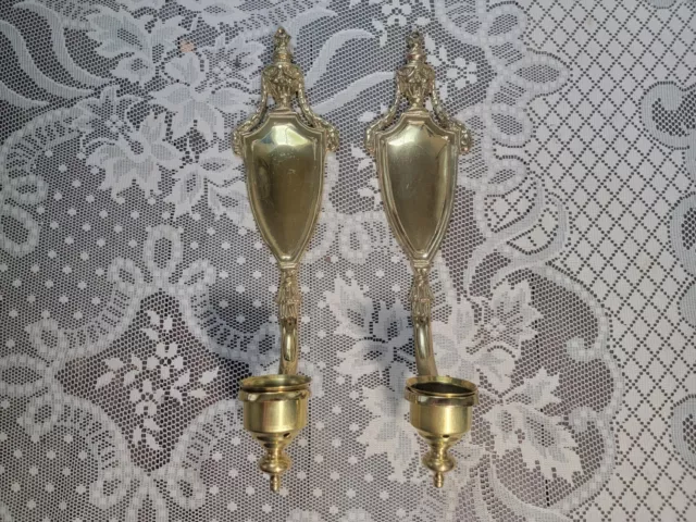 PAIR OF VIRGINIA Metalcrafters Harvin #2009 Brass Wall Sconce Candle  Holders $70.00 - PicClick