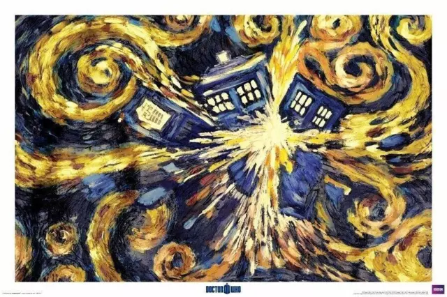 Doctor Who Exploding Tardis Poster Large 24x36 Van Gogh Art TV Police Box Print