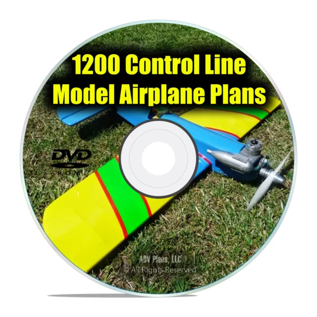 1,200 Control Line Remote Control RC Radio Model Aircraft Plans, Guides DVD I25