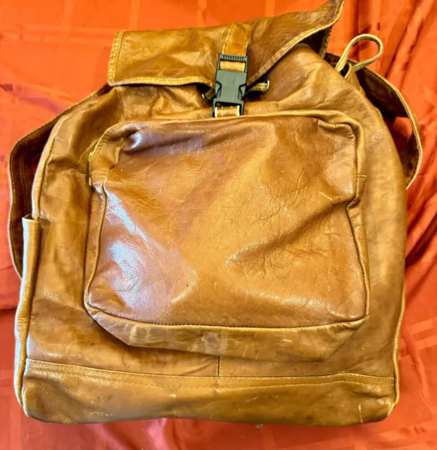 Distressed Brown Leather Backpack