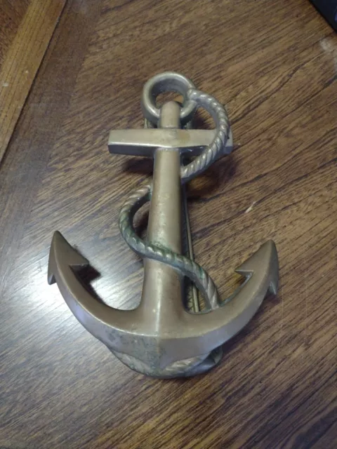 VTG Solid Brass Nautical Ship Anchor Rope Design Door Knocker Home Decor Yachts