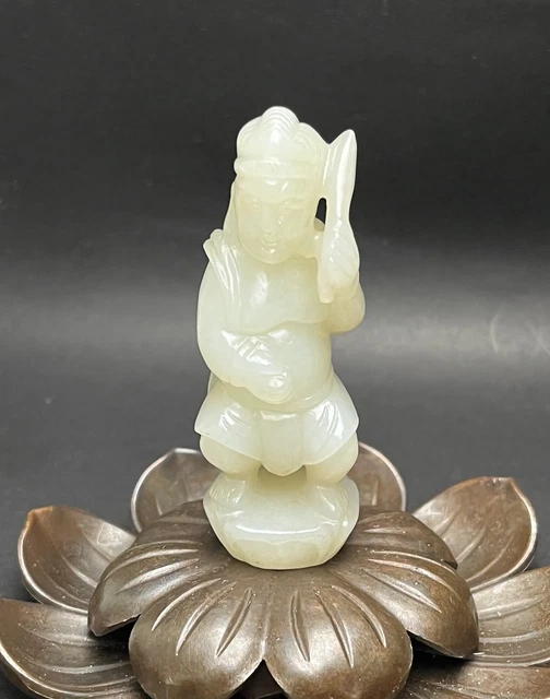 Chinese Exquisite Handmade Figures carving Hetian Jade Statue