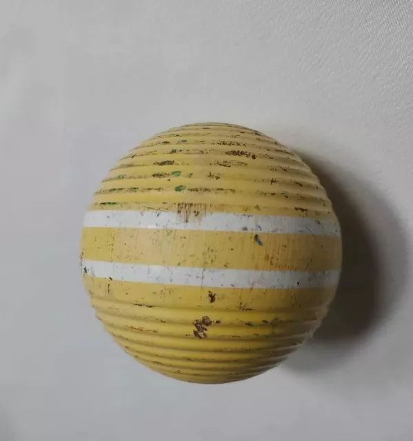 Vintage ***CROQUET BALL Yellow  Replacement 2-Stripe Ribbed Striped