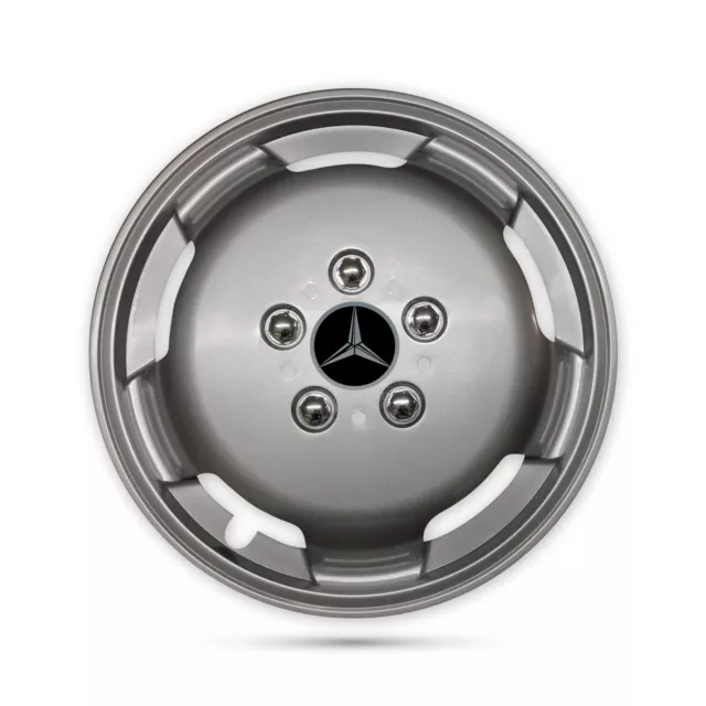 Per Mercedes Benz Citan Van 4x 16"" argento finiture ruota piatto profondo tappi mozzo nero