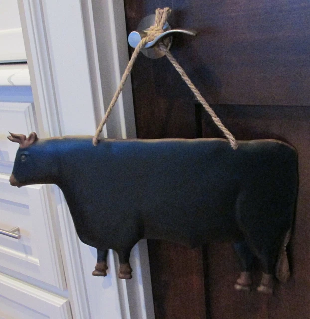 BLACK Metal COW Wall HANGING Primitive/French Country Farmhouse Kitchen~New!