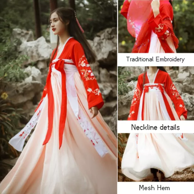 Ragazza Antico Hanfu Top Vestito Torace Gonna Ttang Abito Ricamato Cosplay