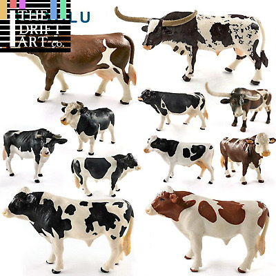 1pc Cow Simulation Farm Cattle Ox Bull Animal Miniature Art Toy Figure Doll DIY