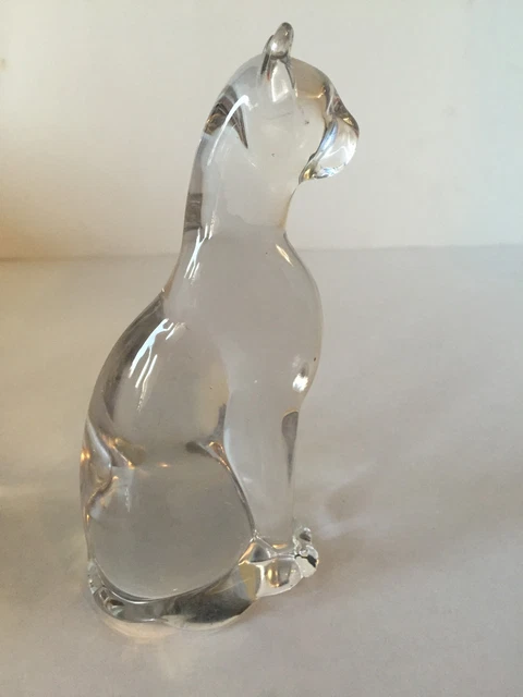 1x Silvestri Art Glass Clear Sitting Cat Puma Lynx Jaguar Figurine 6.25" tall