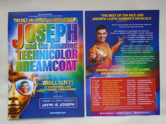 JAYMI HENSLEY Joseph & Amazing Technicolor Dreamcoat 2019 UK Tour Promo flyers