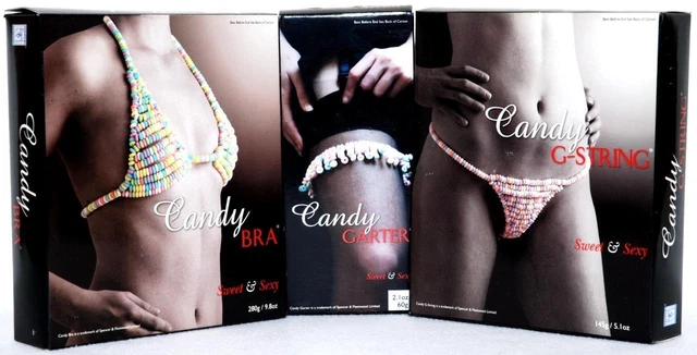 New Candy Bra, Candy G-String Candy Garter Set Adult Fun Sexy Foreplay Sealed