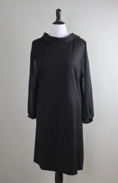 TALBOTS Plus NWT $179 Ponte Stretch Sheer Sleeve Button Shift Dress Size 20W