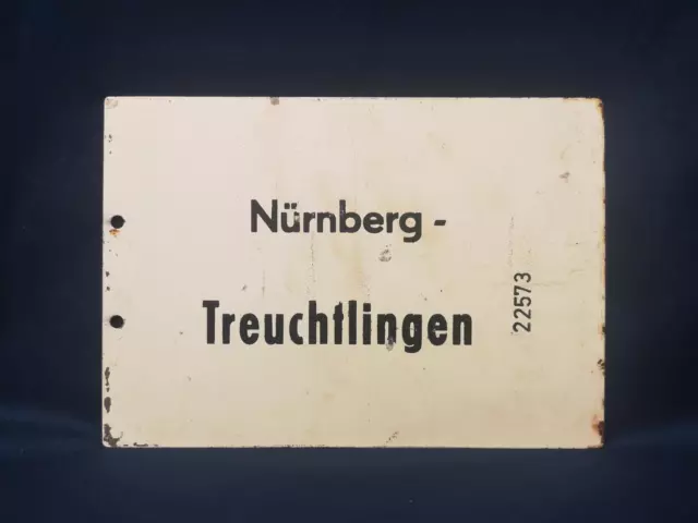 Original Zuglaufschild - Nürnberg - Treuchtlingen -  Metall-Innenschild