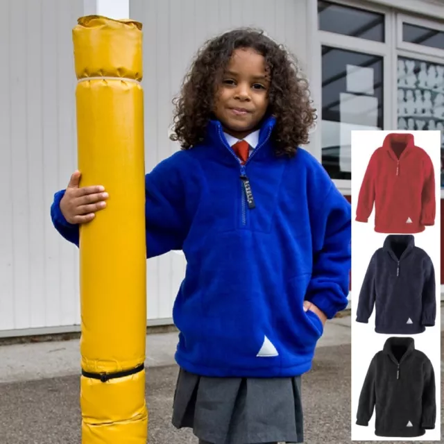 Result Kids Childrens Girls Boys BLACK RED or BLUE Zip Neck Fleece Top