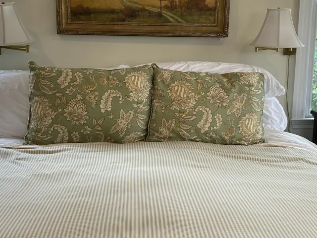 Pottery Barn Classic Matine Striped Duvet Cover Sprout Green King Ticking Rare