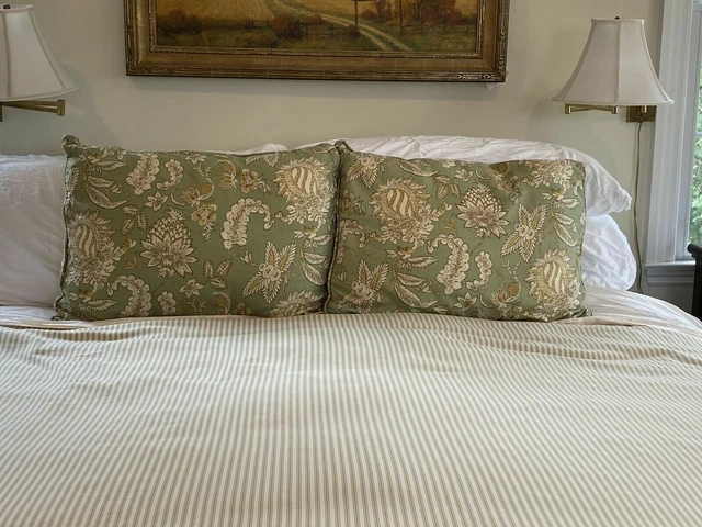 Pottery Barn Classic Matine Striped Duvet Cover Sprout Green King Ticking Rare Pottery Barn Classic Matine Striped Duvet Cover Sprout Green King Ticking Rare