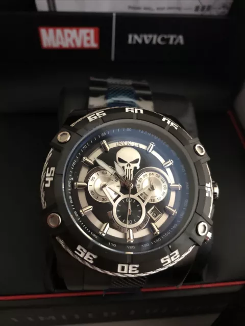 NEW INVICTA MENS Marvel Punisher Black IP Watch Limited Edition