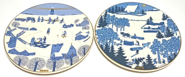 ARABIA FINLAND - 2 St.Sammelteller - Weihnachten 1979-1980 Jahre - Ø 22,5 cm