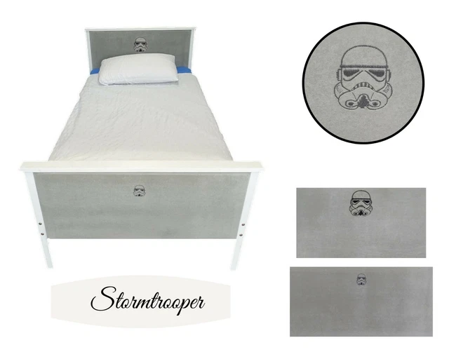 Cabeceras Cama Tapizada de Terciopelo Gris Claro con Bordado Stormtrooper