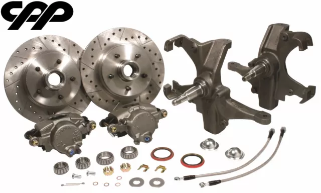 58-64 Chevy Impala 12" Drilled Disc Brake Conversion Kit W/ 2" Drop Spindles 58-64 Chevy Impala 12" Drilled Disc Brake Conversion Kit W/ 2" Drop Spindles