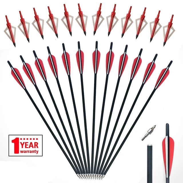 12x 20 inch Archery Carbon Crossbow Bolts Half Moon Nock OD 8.8mm Arrows Hunting