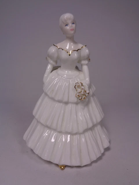 Coalport 1995 Knochenchina Dame weiß mit Golddetail