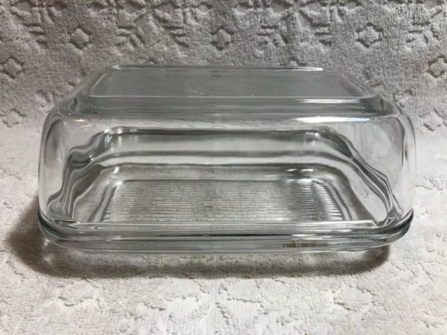 Vintage-Retro JG Durand- Arcoroc; Clear Glass Lidded Butter-Refrigerator Dish