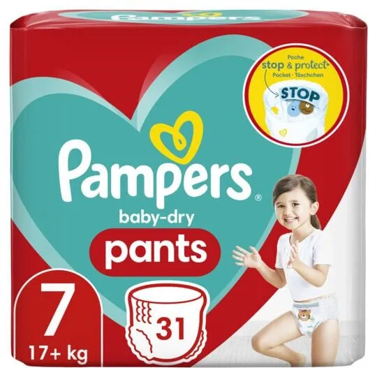 PAMPERS - Baby Dry Pants Couches-Culottes taille 7 (15kg+) - paquet de 31 Couche