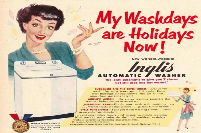 Automatische Waschmaschine Werbung Vintage Stil Retro Metallschild, lustig, Wäsche