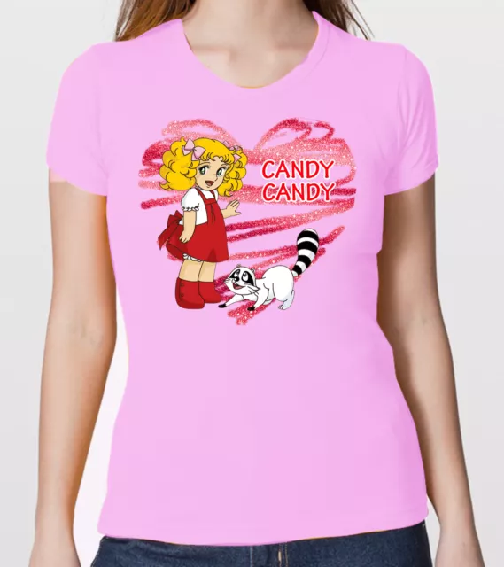 T-Shirt Candy Candy Casa Di Pony E Clean  Cartoon Anni 80 Tshirt Donna E Bambina