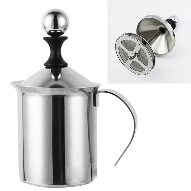 watchget Brocca schiumalatte in acciaio inox, 350 ml, per cappuccino, latte art, accessori per macchine da caffè, brocca per latte, montalatte, nero