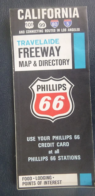 1968 California freeway and directory  road map Phillips 66 oil gas 101 99 I80 5