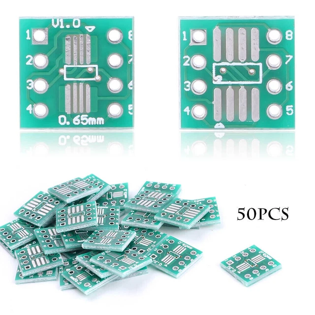 50x SOP8 SSOP8 TSSOP8 SMD To DIP8 Adapter 0.65/1.27mm PCB Board