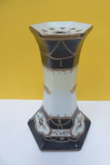 Kinjo China Nippon Japanese Porcelain Hand Painted Antique Hat Pin Jar Posy Vase