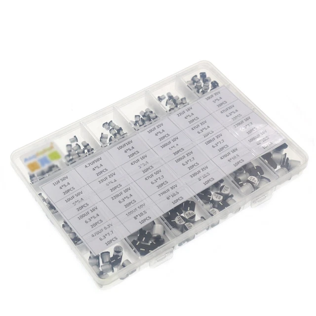 Assortimento condensatori con box accessori SMD 24 VWert 400 pezzi alluminio