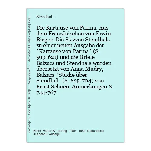 Die Kartause von Parma. Aus dem Französischen von Erwin Rieger. Die Skizzen Sten