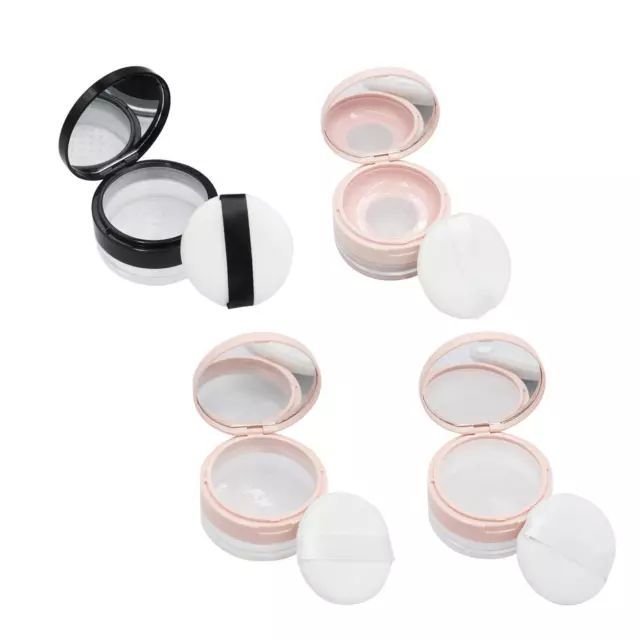 Makeup Powder Container with Sifter Puff Mirror Cosmetic Jar Loose Face Powder