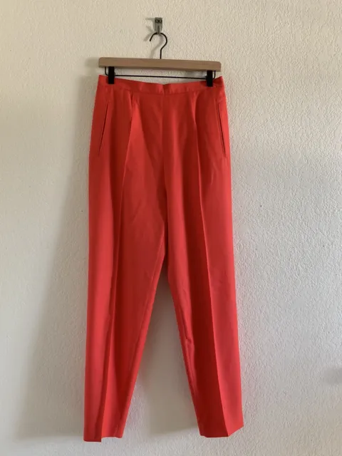 Escada Margaretha Ley Red Wide Leg  Wool  High Waisted Trousers Waist 40 Us 10