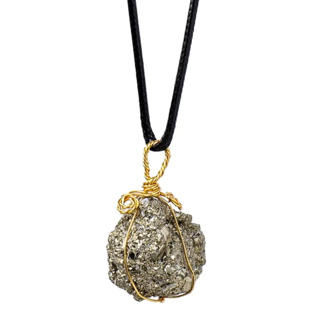 Natural Crystal Pyrite Raw Stone Necklace Healing Gemstone Pendant Spiritual
