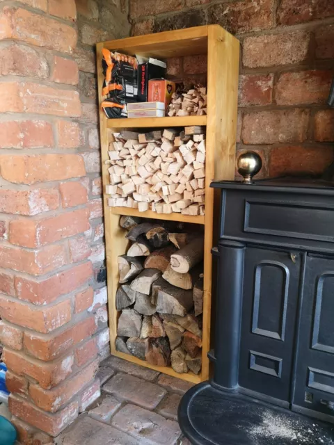 Indoor Log Store - Fireplace - Bookcase Storage Shelves Shelving Display Unit