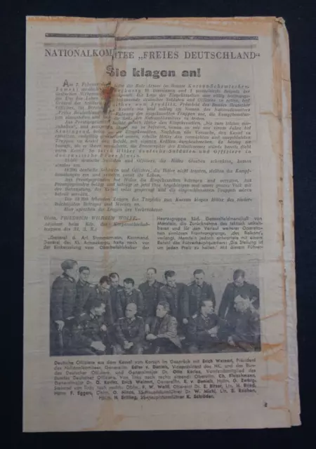 Ww2 Allied Air Drop Propaganda Leaflet "Freies Deutschland" (Free Germany)