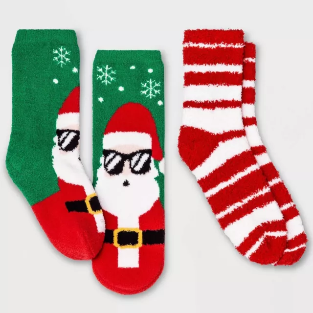 Bambini' M/L 2pk Cool Babbo Natale Comodo Calzini - Wondershop Red / Verde