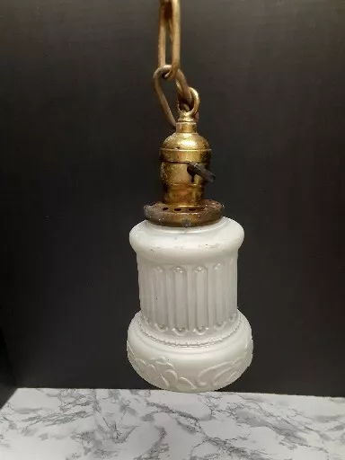 Vintage Hubbell Swag Frosted Glass Pendant Lamp