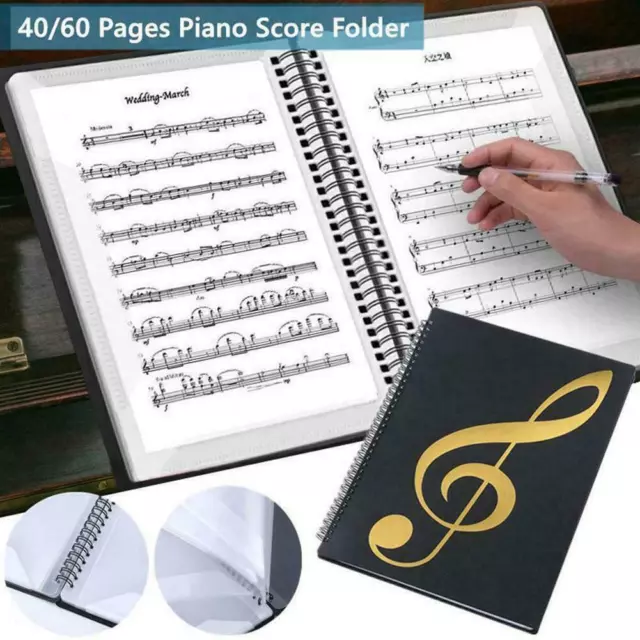 40/60 Pages Music Score Coil Binder Practice Piano Sheets Paper Document P5^HOT